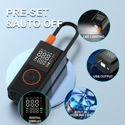 Portable Mini Air Inflator with Chargeable Battery and Digital Display - Effortless Tire Inflation Anywhere